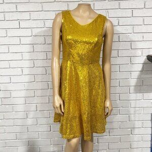 Gold Sequin Sleeveless Dress - Size Small